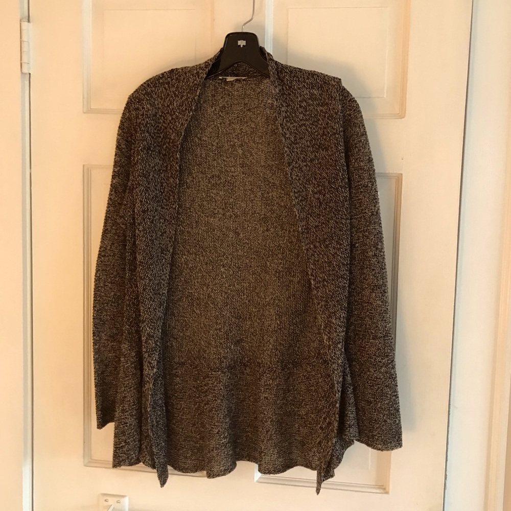 Eileen Fisher grey and white shawl style cardigan